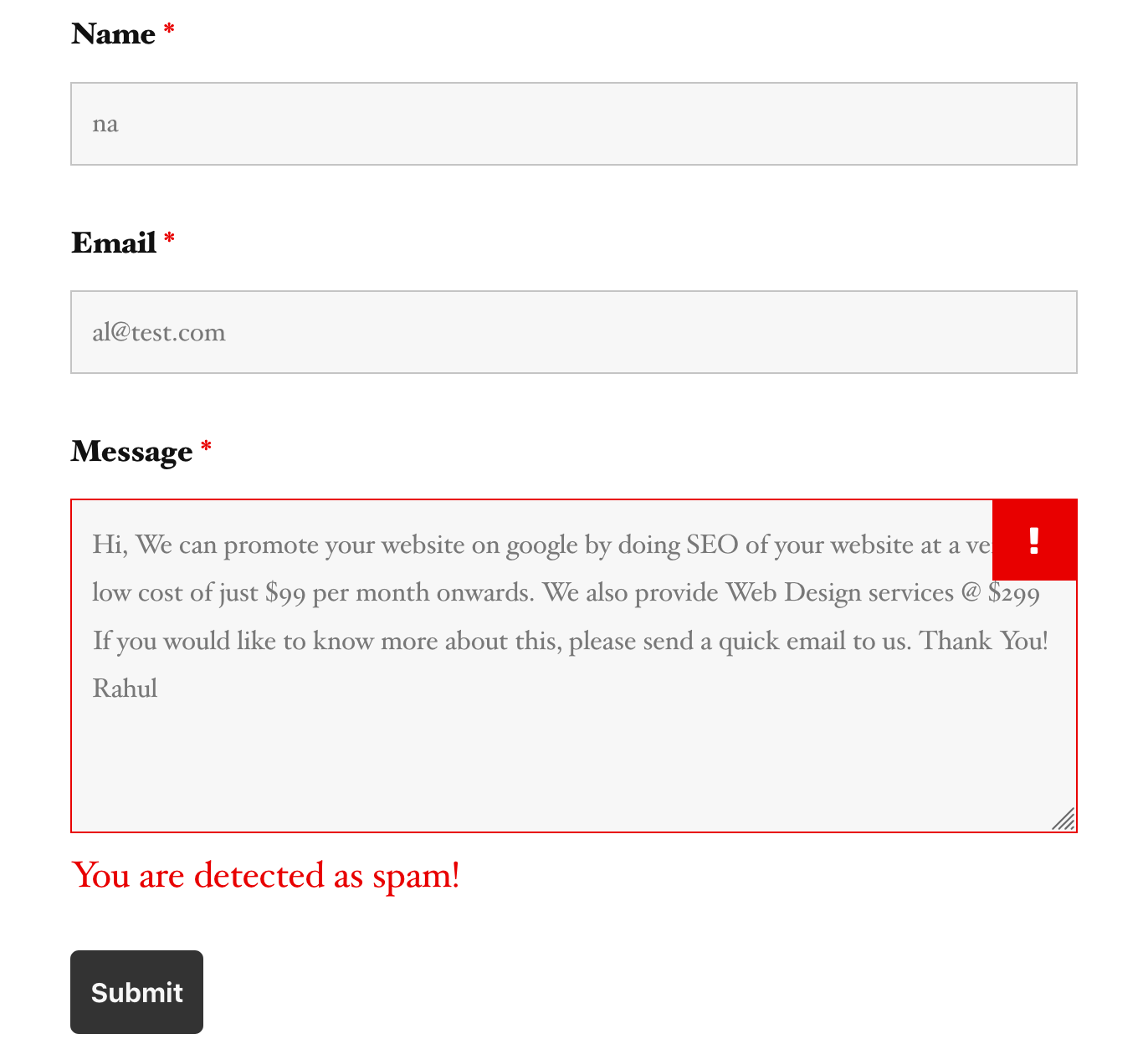OOPSpam detected spam on Ninja Forms