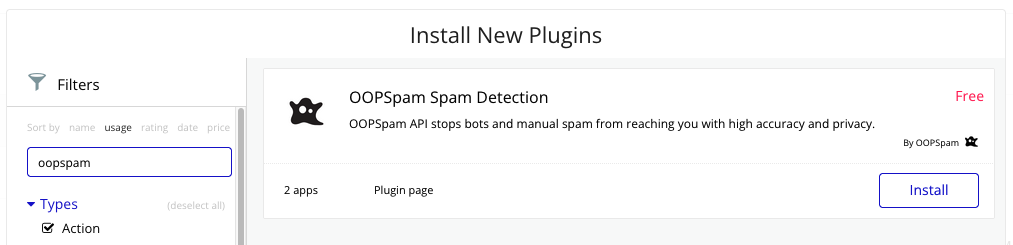 Installing OOPSpam Spam filter to Bubble app