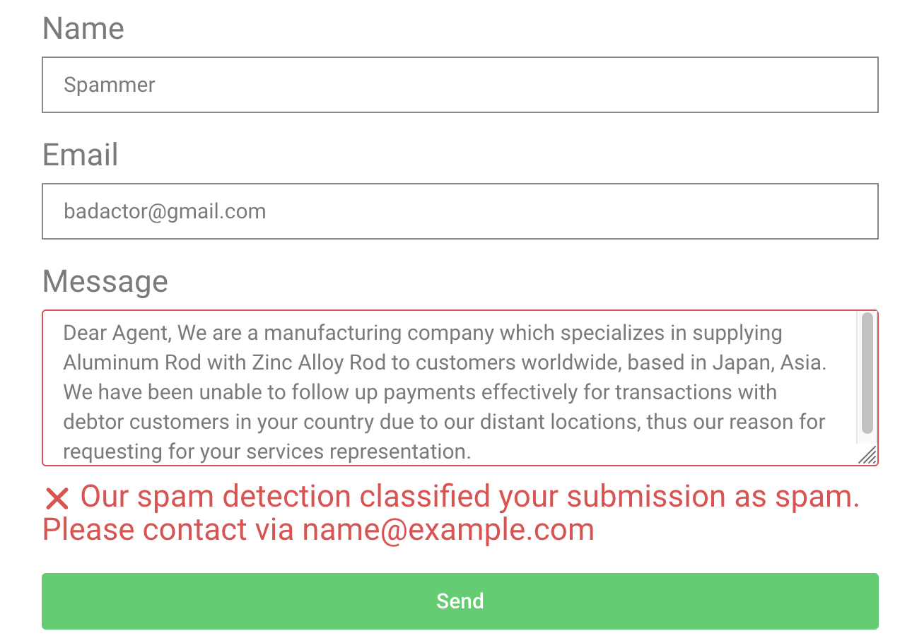 OOPSpam detected spam on Elementor Forms