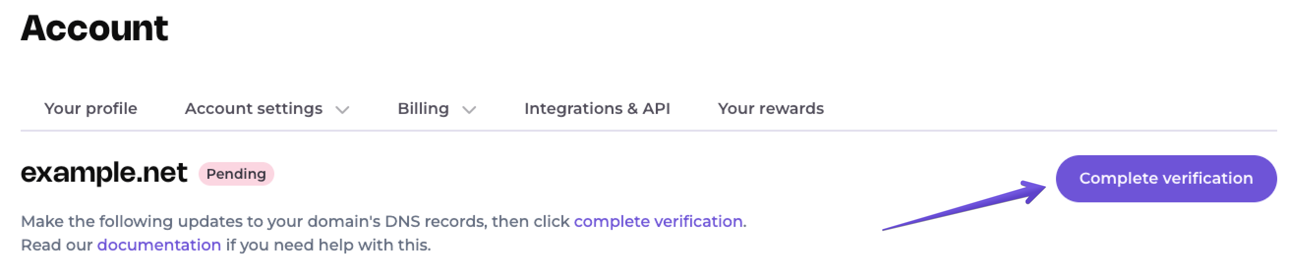 Return to EmailOctopus and click Complete verification