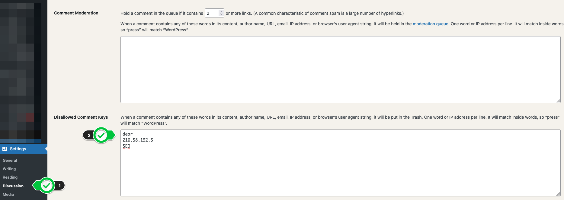 WordPress Comment Moderation