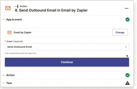 Send Email by Zapier set up