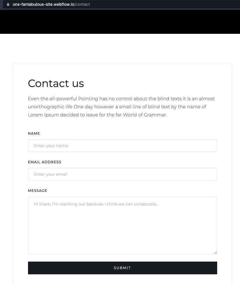 Webflow contact form