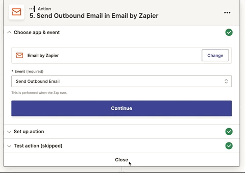 Send Email by Zapier set up