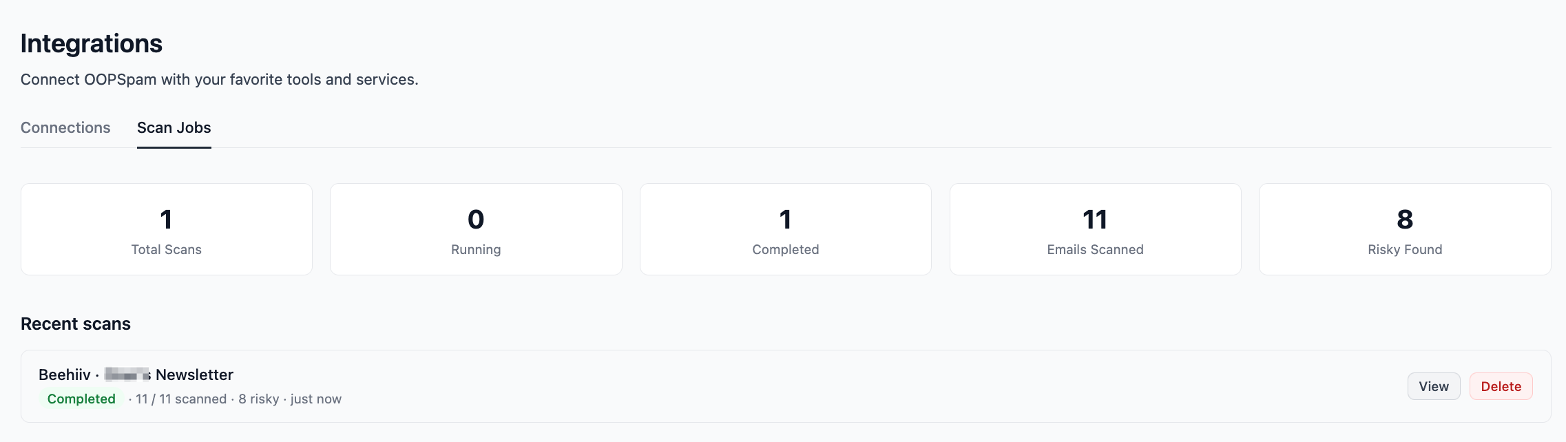 Integrations → Scan Jobs Integrations → Scan Jobs