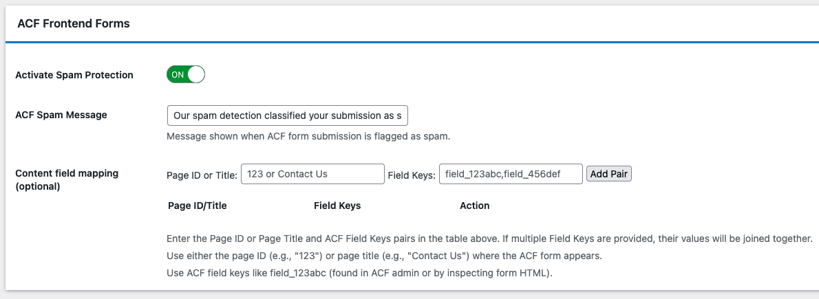 Turn on ACF Frontend Forms Spam Protection Turn on ACF Frontend Forms Spam Protection