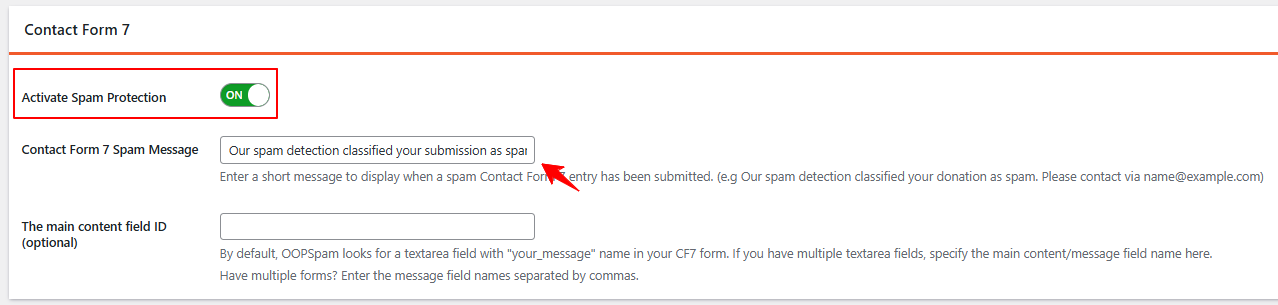 Activate Spam Protection for Contact Form 7