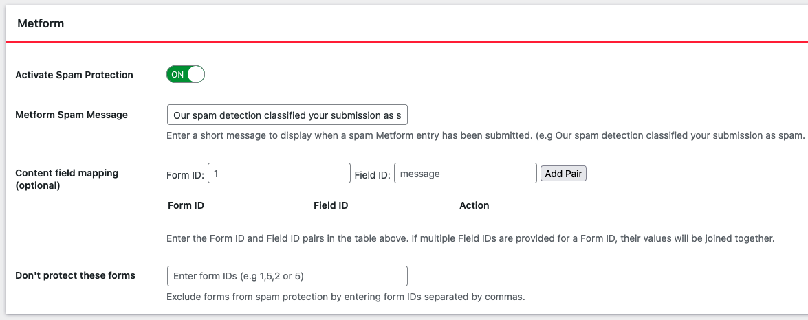 Activate Spam Protection for MetForm Activate Spam Protection for MetForm