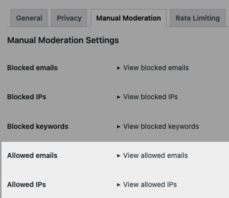 Allowed Emails/IPs