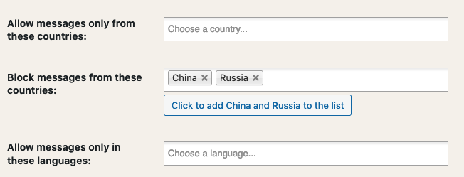 OOPSpam WordPress Plugin country & language restrictions