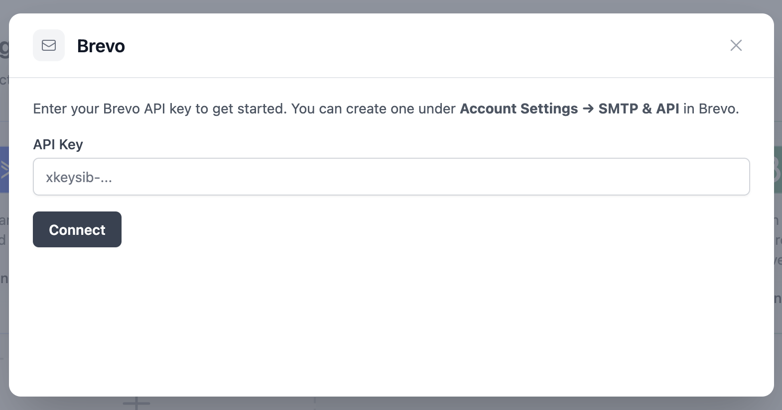 Step 2: Connect with Your Brevo API Key