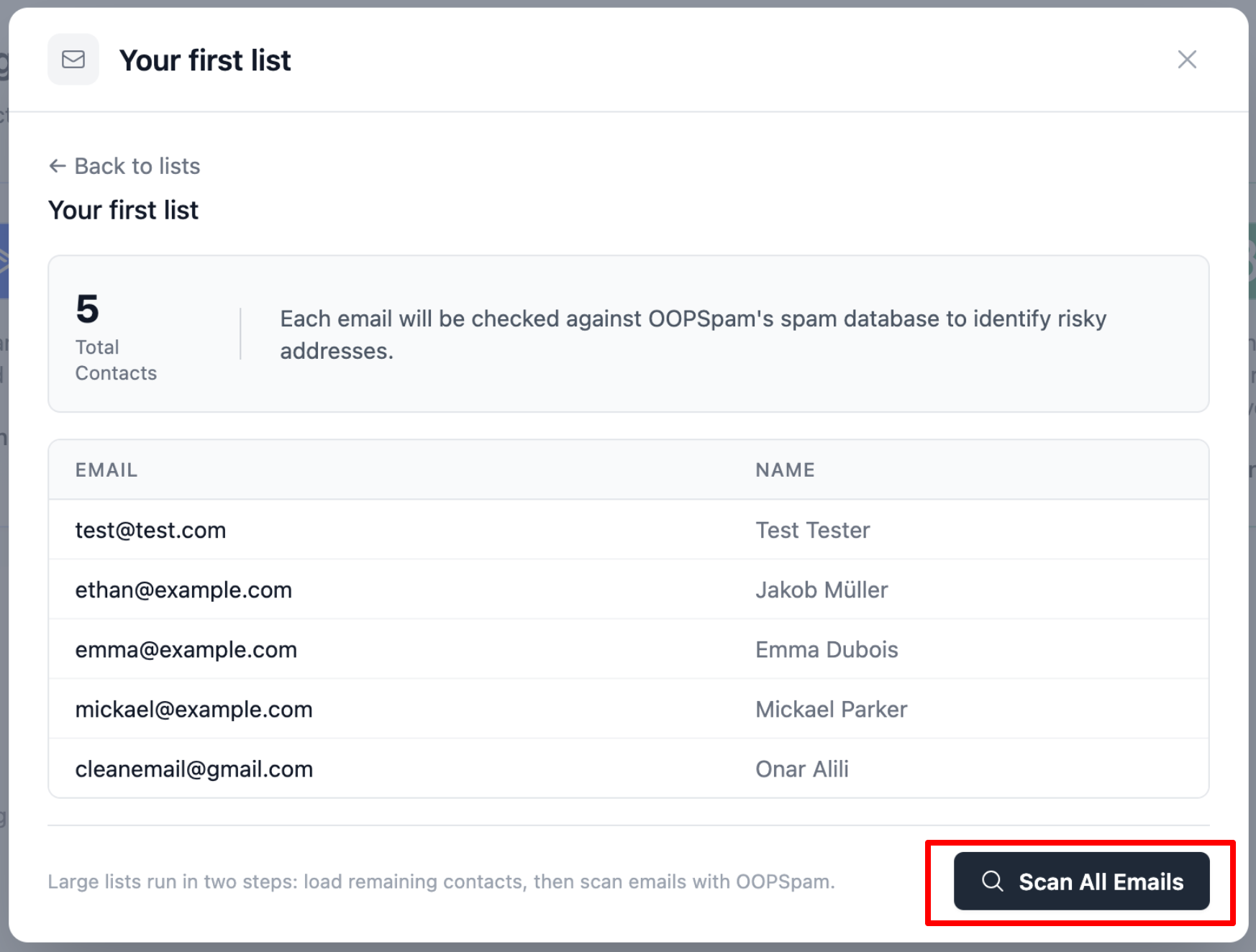 Step 4: Preview Contacts and Start the Scan