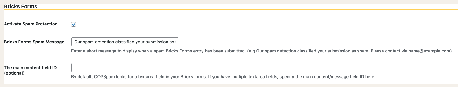 OOPSpam Anti-Spam WordPress Plugin Settings