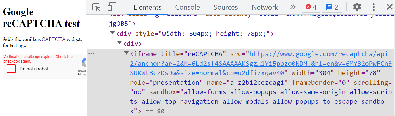 reCaptcha Site Key in DOM