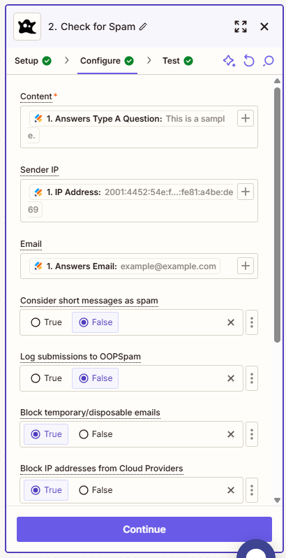 Add OOPSpam to Check for Spam