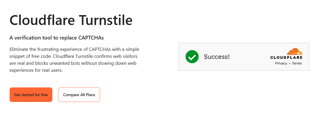 Cloudflare Turnstile homepage