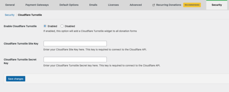 GiveWP Cloudflare Turnstile
