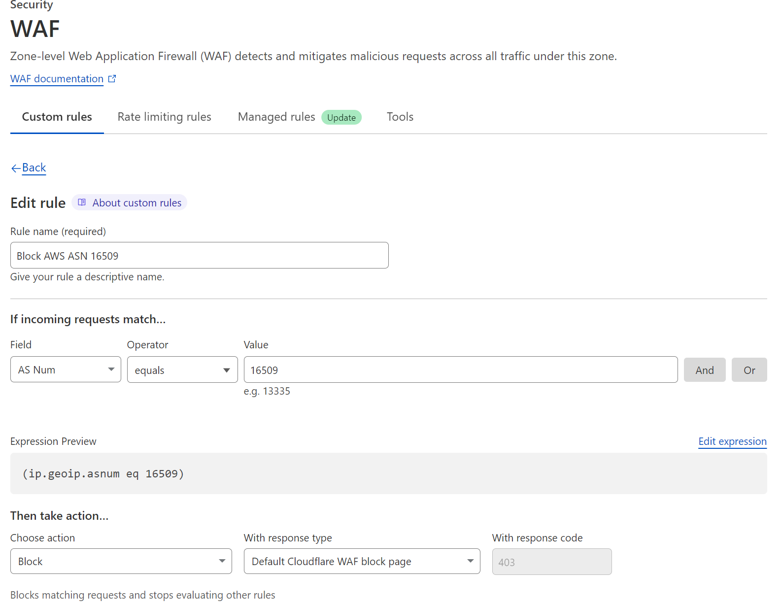 Block ASN in your Cloudflare firewall settings