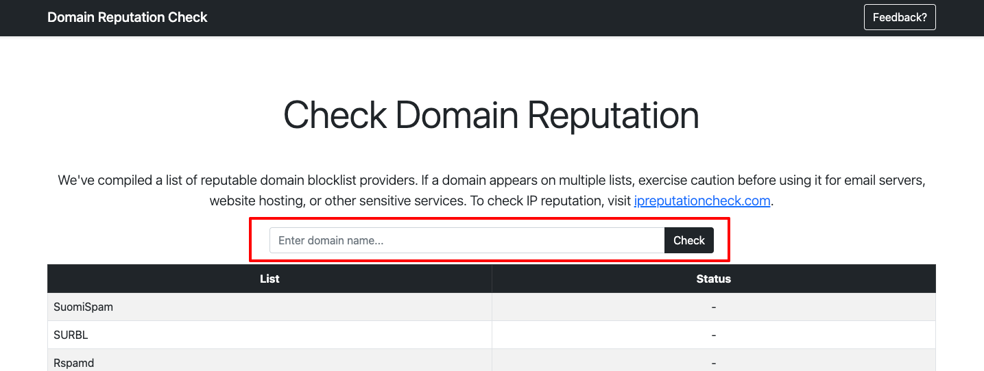 Run a free domain reputation check