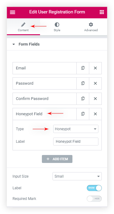 Honeypot field in Elementor Forms