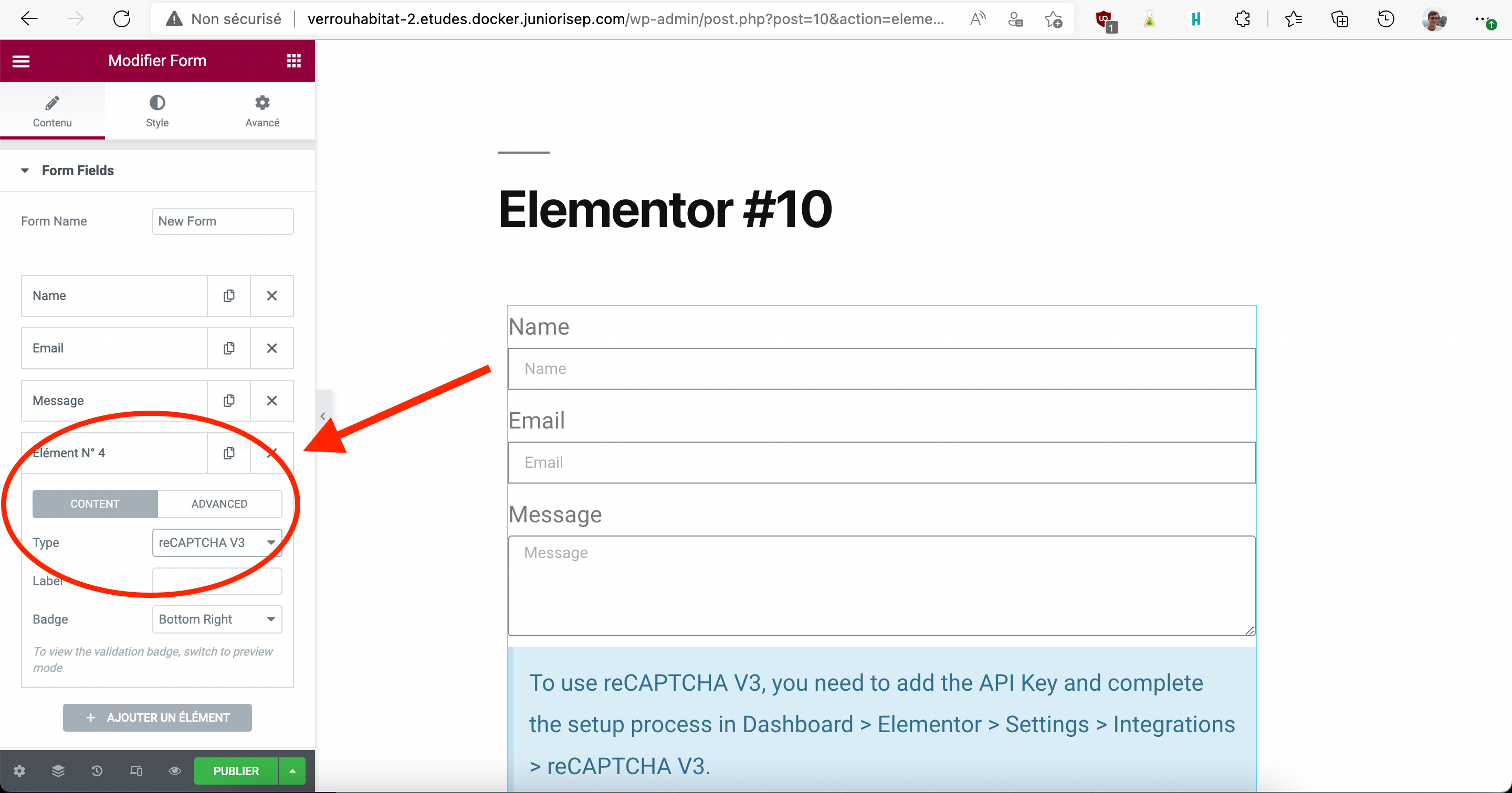 reCaptcha in Elementor Forms