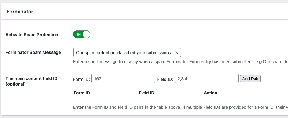 Enable Forminator Protection