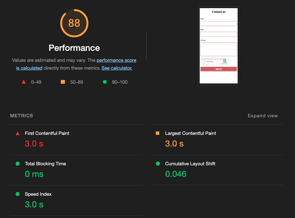 Web page performance with hCaptcha