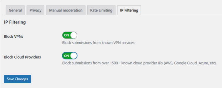 IP Filtering Tab 
