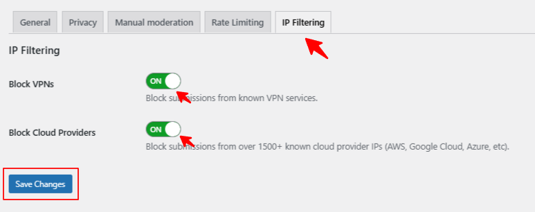 Enable IP Filtering
