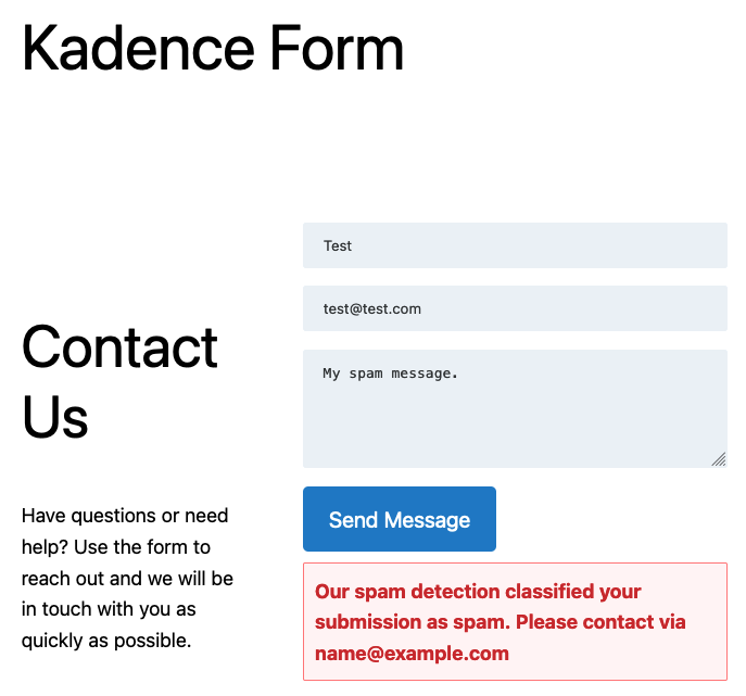 OOPSpam detected spam on Kadence Form Block
