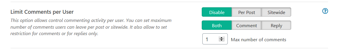 WPDiscuz Limit Comments per User