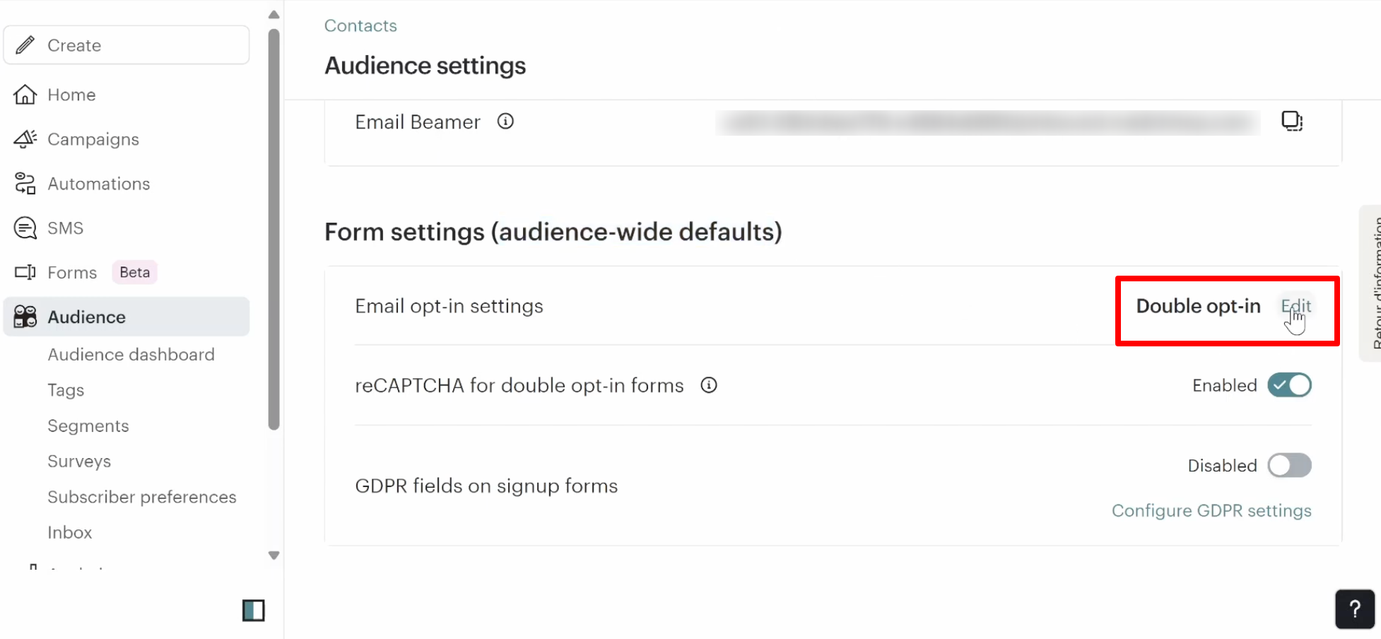 2. Turn on Double Opt-In