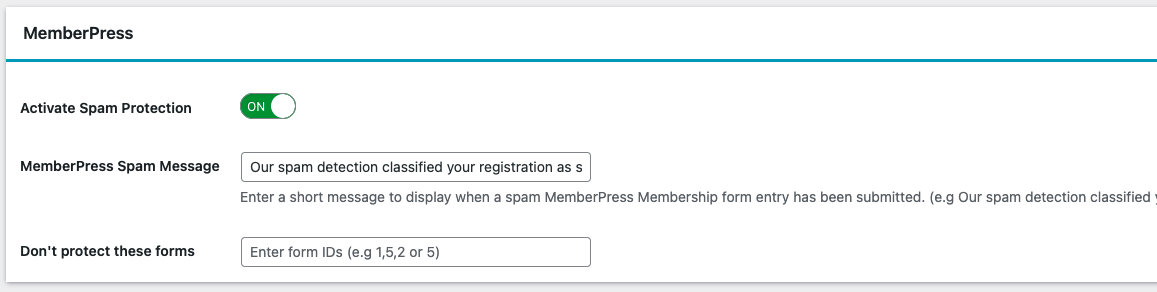 MemberPress Spam Protection