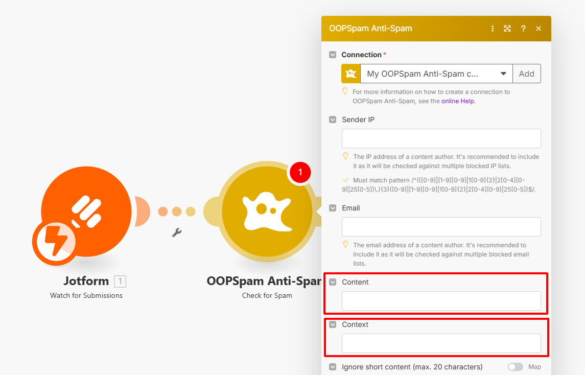 OOPSpam Anti-Spam - Context Settings