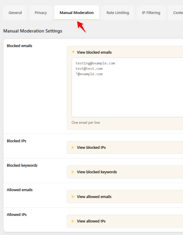 OOPSpam Manual Moderation