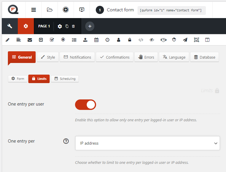 Go to the Limits settings Go to the Limits settings