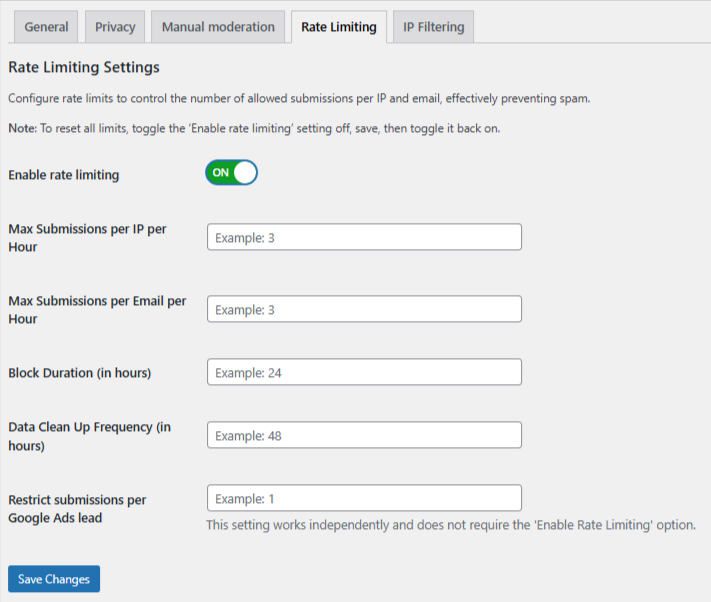 Turn On Rate Limiting Turn On Rate Limiting