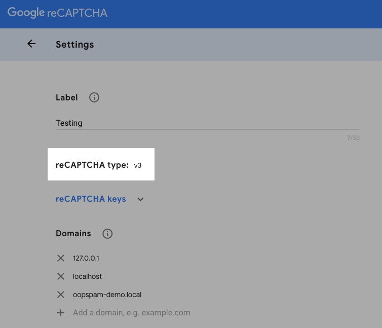 reCAPTCHA Type