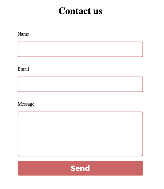 A simple contact form with 3 fields