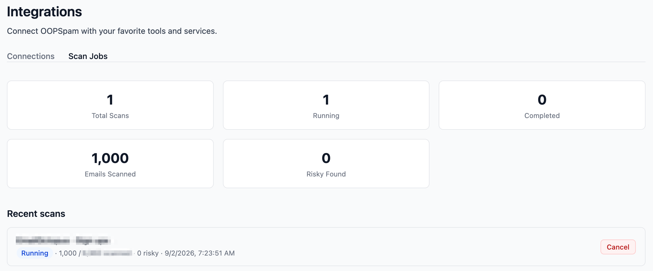 Scan Jobs tab