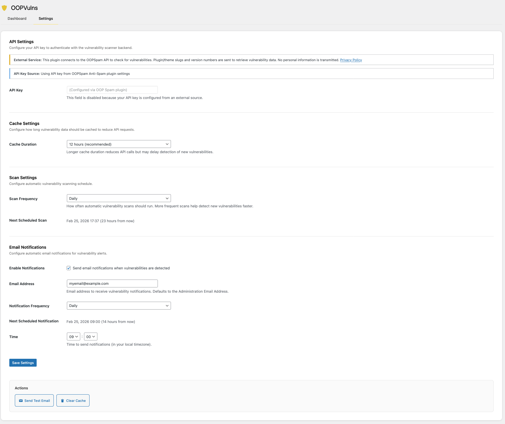 OOPVulns Vulnerability Scanner Settings OOPVulns Vulnerability Scanner Settings