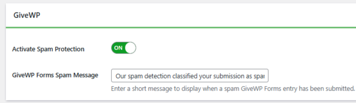 Enable Spam Protection for GiveWP