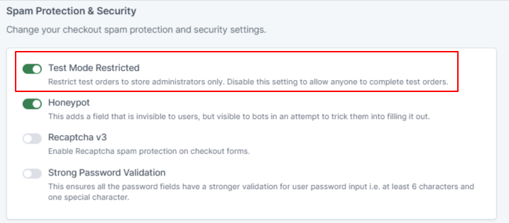 Enable Test Mode Restricted in SureCart
