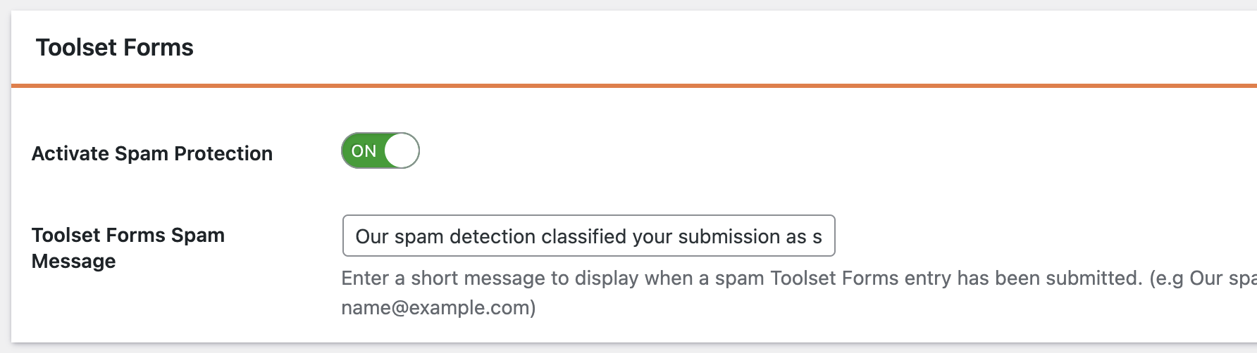 Enable protection for Toolset Forms in the plugin settings.