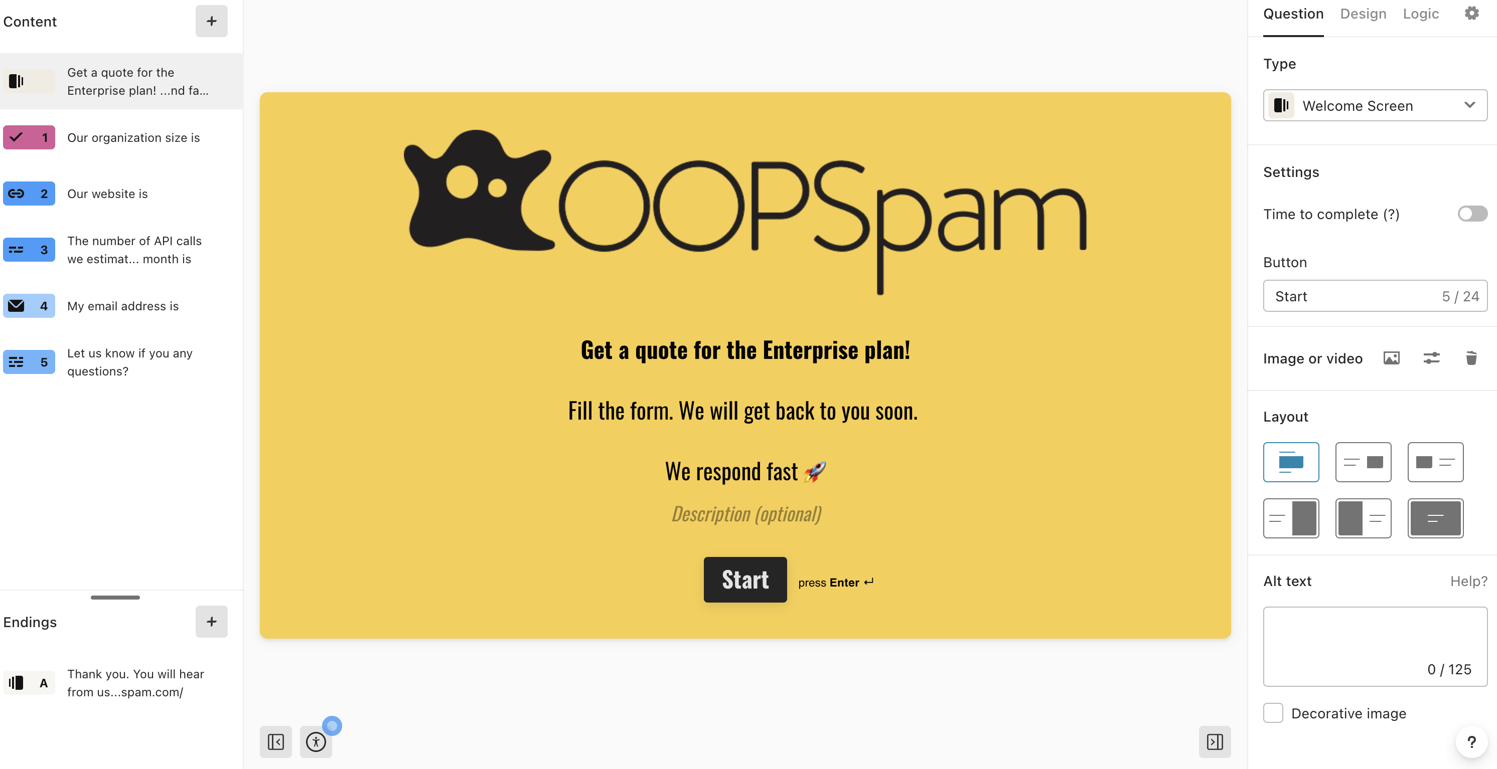 Stop spam on Typeform using Zapier and OOPSpam