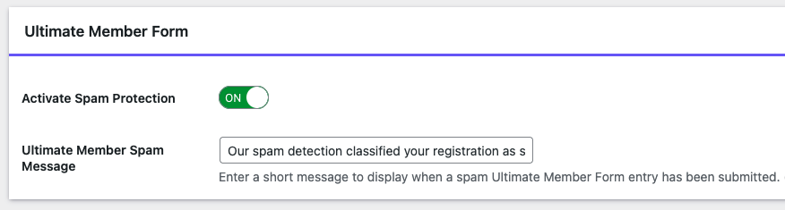 Enable protection for Ultimate Member forms in the settings.