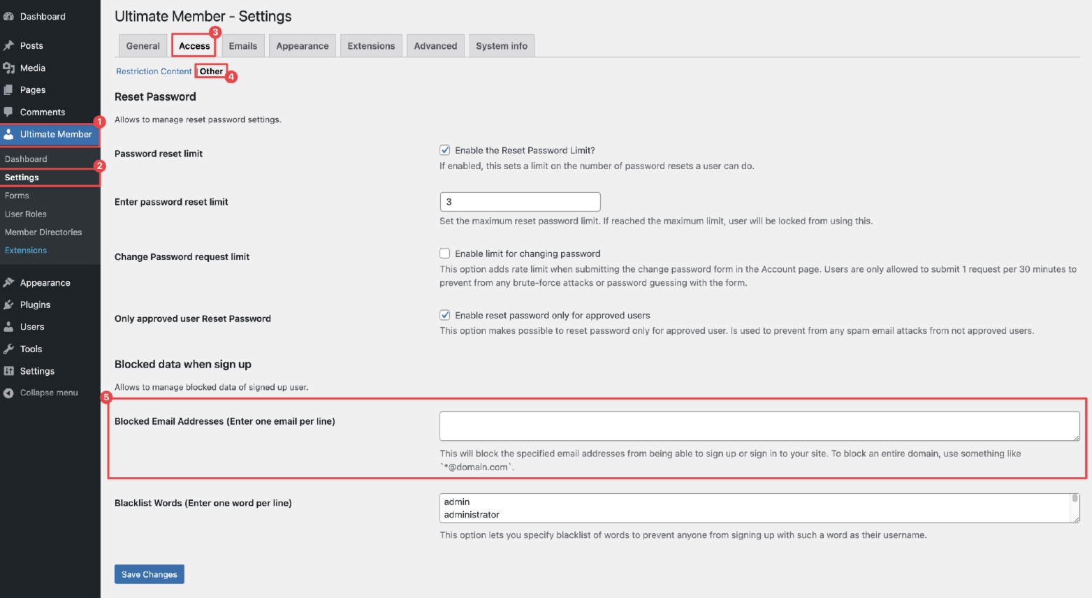 UM Blocked Email Addresses