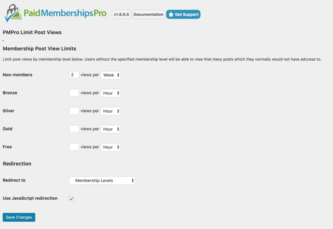 PMPro - Use the Limit Post Views Add-On