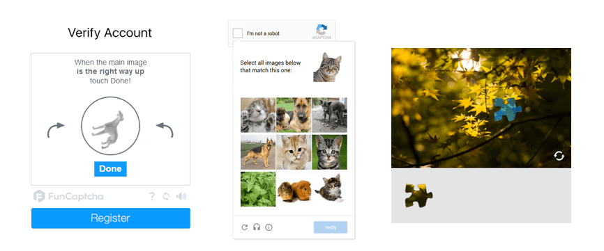 Different captcha examples