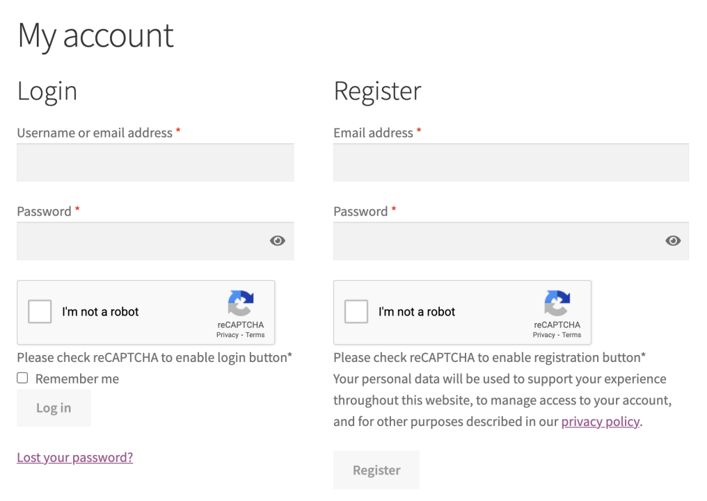WooCommerce reCAPTCHA